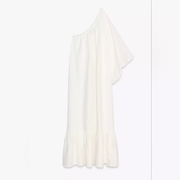 Zara ZW Collection 100% Linen Asymmetric Dress - Picture 4 of 7